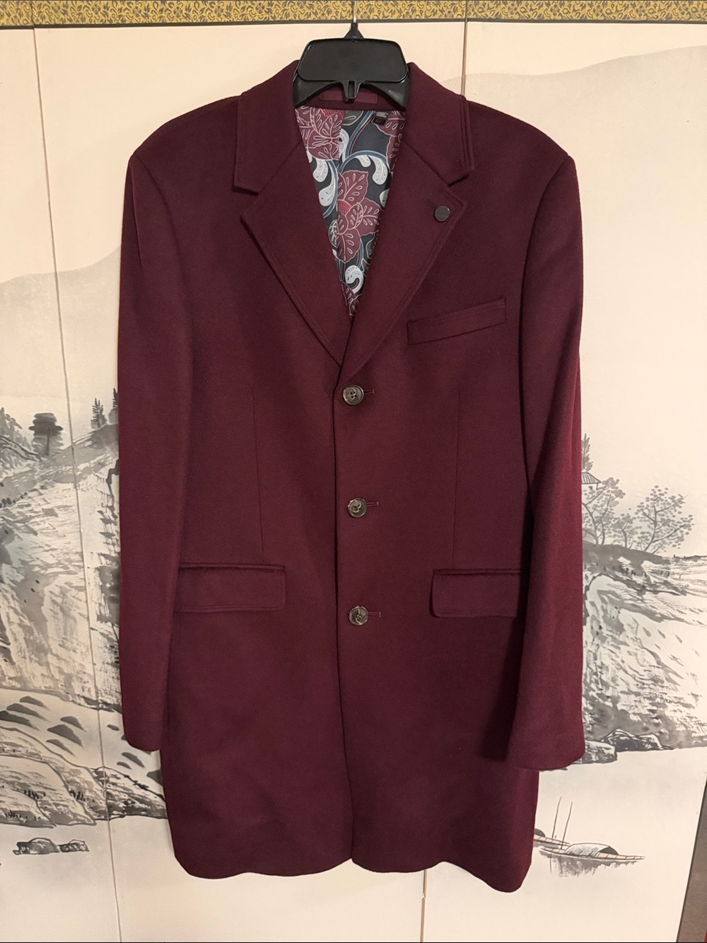 Ted Baker London Fjord Wool & Cashmere Overcoat - Dark Red - 38R